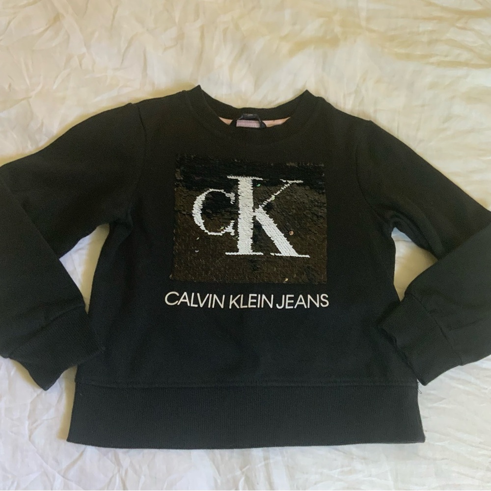 Calvin Klein Kids Black Sequin Logo Hoodie